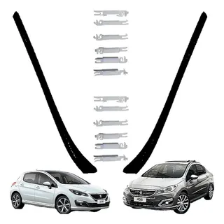 Kit Molduras Laterales Parabrisas + Grampas Original Peugeot Negro